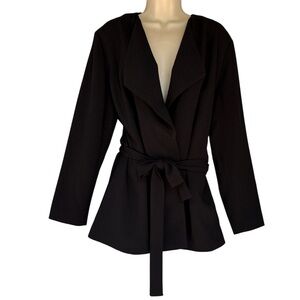 Adrienne Vittadini Solid Black Wraparound Waist Women's Blazer Jacket Size XL
